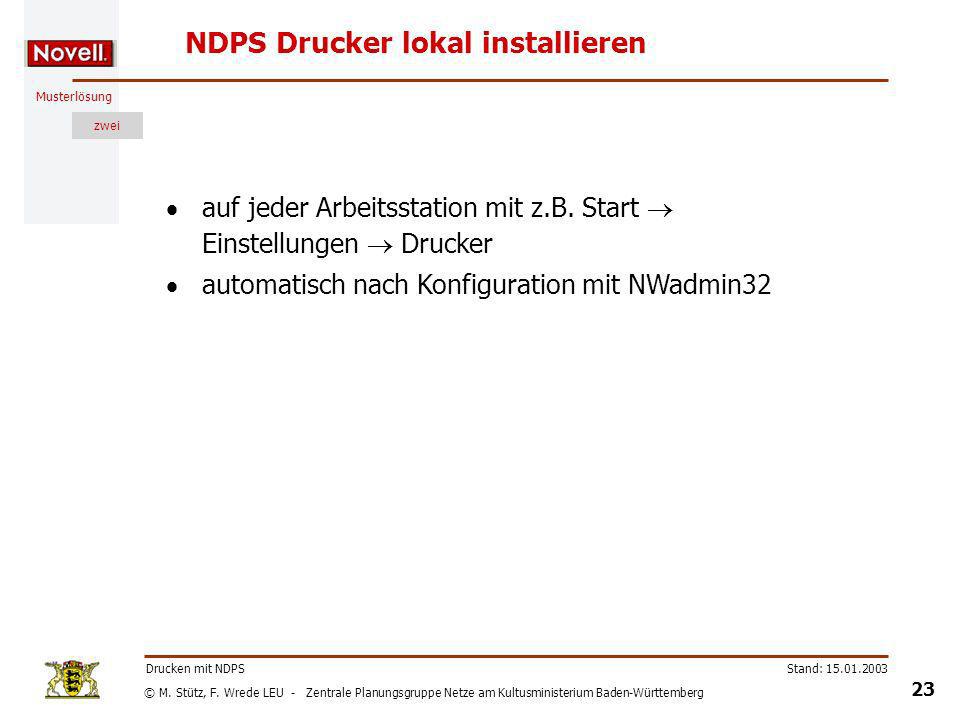 NDPS Drucker lokal installieren