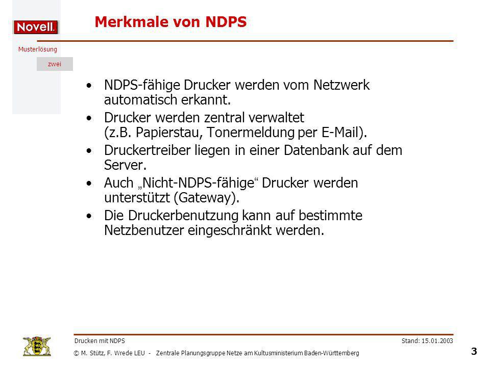 Merkmale von NDPS NDPS-fähige Drucker werden vom Netzwerk automatisch erkannt.