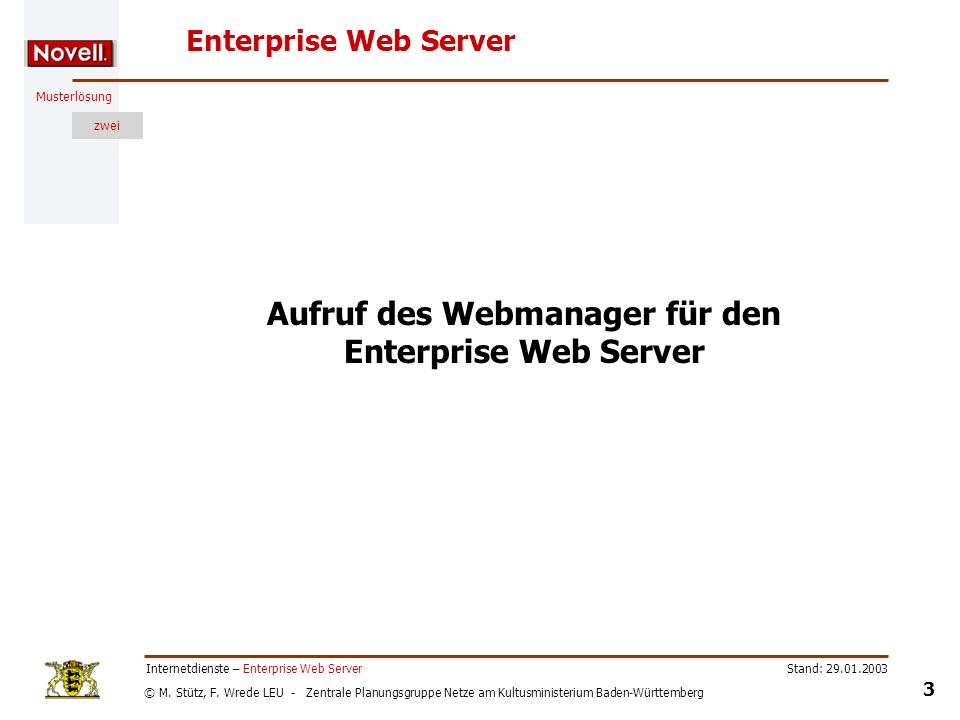 Aufruf des Webmanager für den Enterprise Web Server