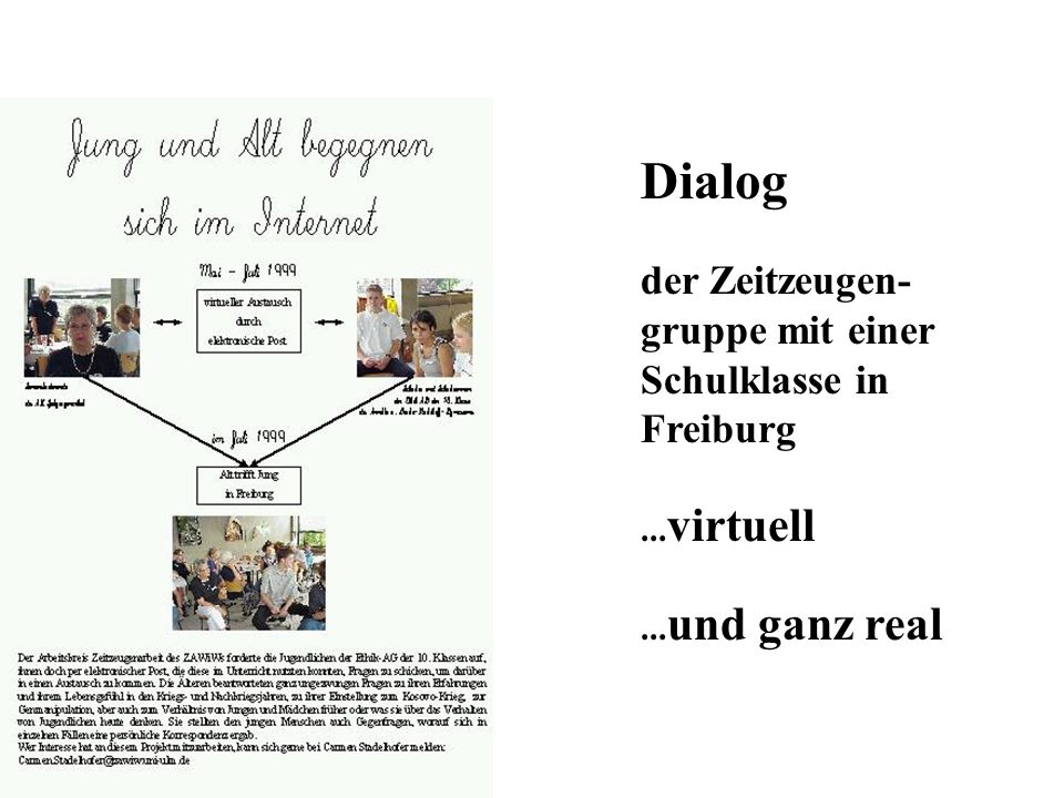 Dialog der Zeitzeugen-gruppe mit einer Schulklasse in Freiburg