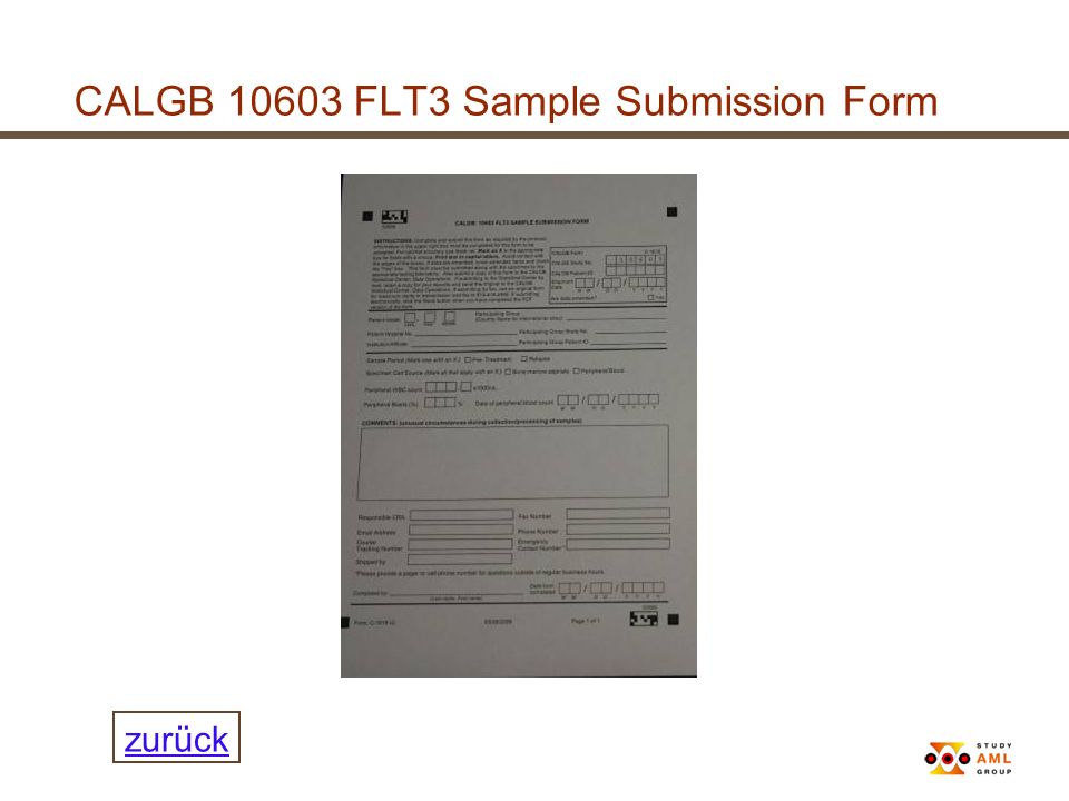 CALGB FLT3 Sample Submission Form