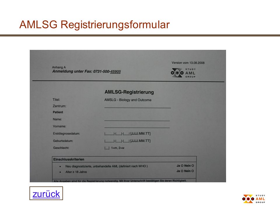 AMLSG Registrierungsformular