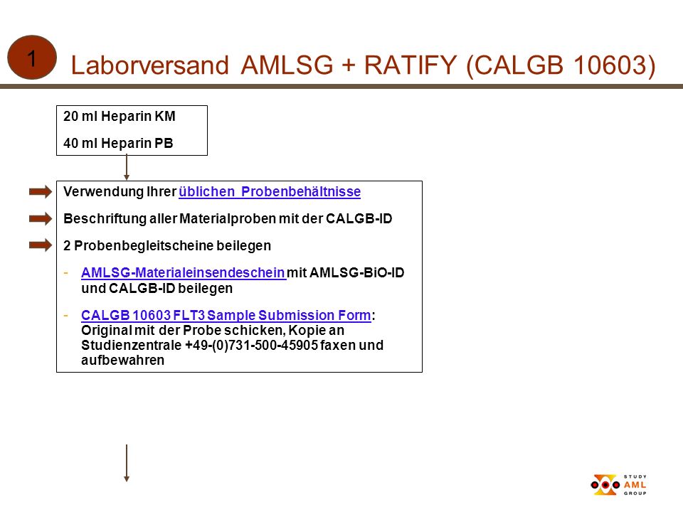 Laborversand AMLSG + RATIFY (CALGB 10603)