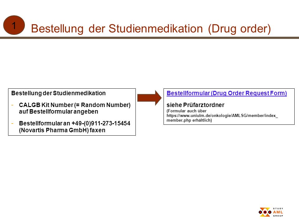 Bestellung der Studienmedikation (Drug order)