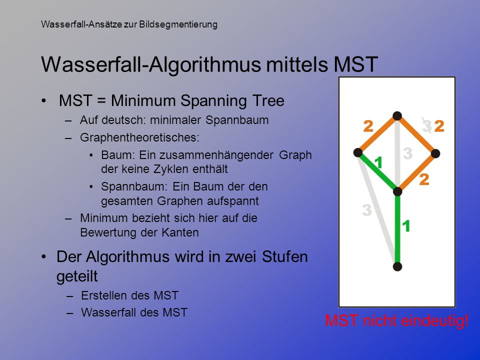 Wasserfall-Algorithmus mittels MST