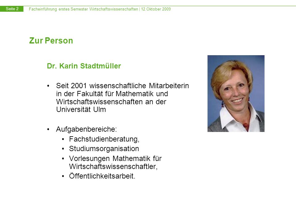 Zur Person Dr. Karin Stadtmüller