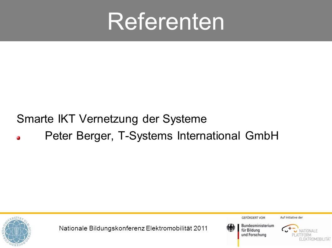 Referenten Smarte IKT Vernetzung der Systeme