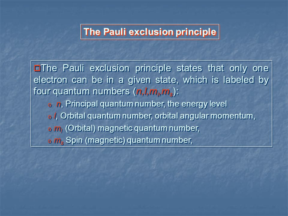 The Pauli exclusion principle