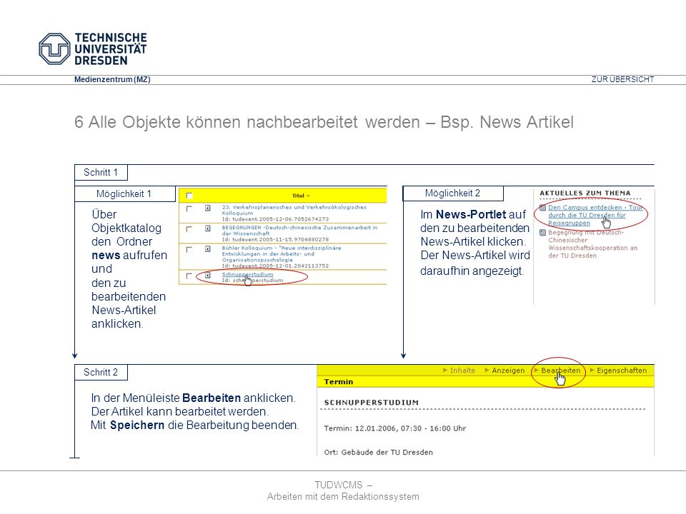 6 Alle Objekte können nachbearbeitet werden – Bsp. News Artikel