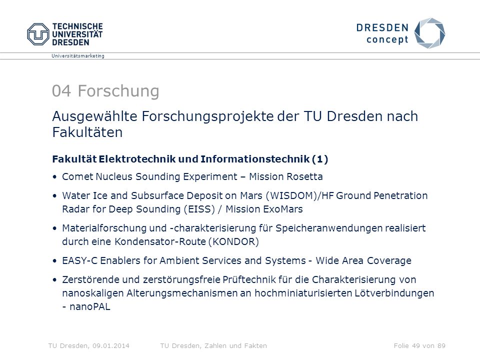04 Forschung Ausgewählte Forschungsprojekte der TU Dresden nach