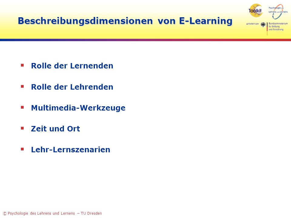 Beschreibungsdimensionen von E-Learning