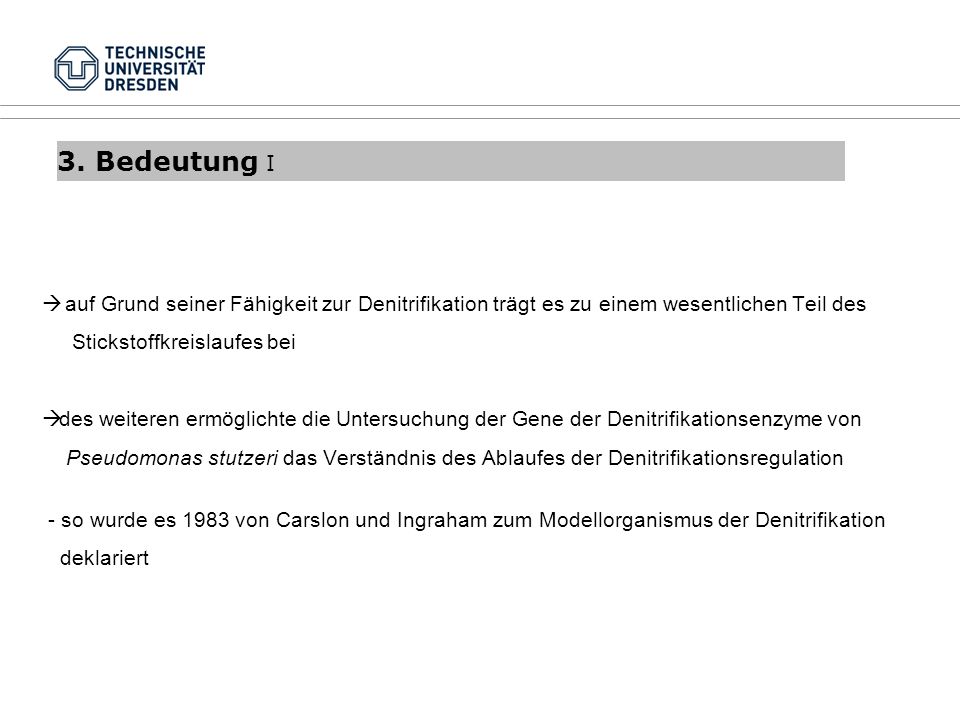 3. Bedeutung I auf Grund seiner Fähigkeit zur Denitrifikation trägt es zu einem wesentlichen Teil des.