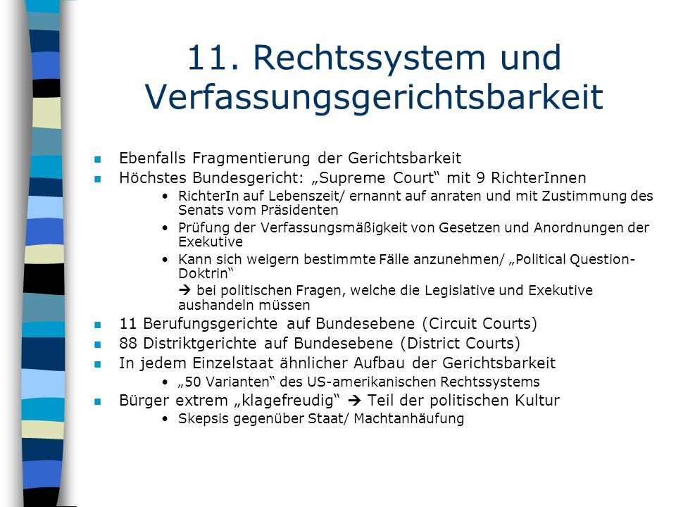 11. Rechtssystem und Verfassungsgerichtsbarkeit