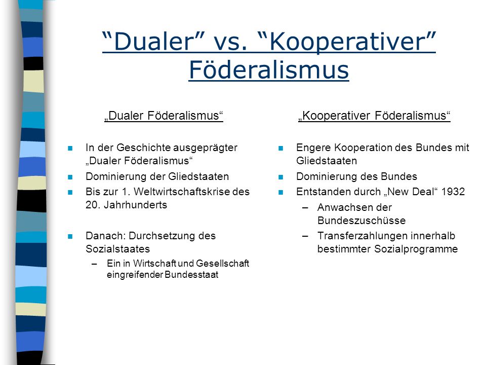 Dualer vs. Kooperativer Föderalismus