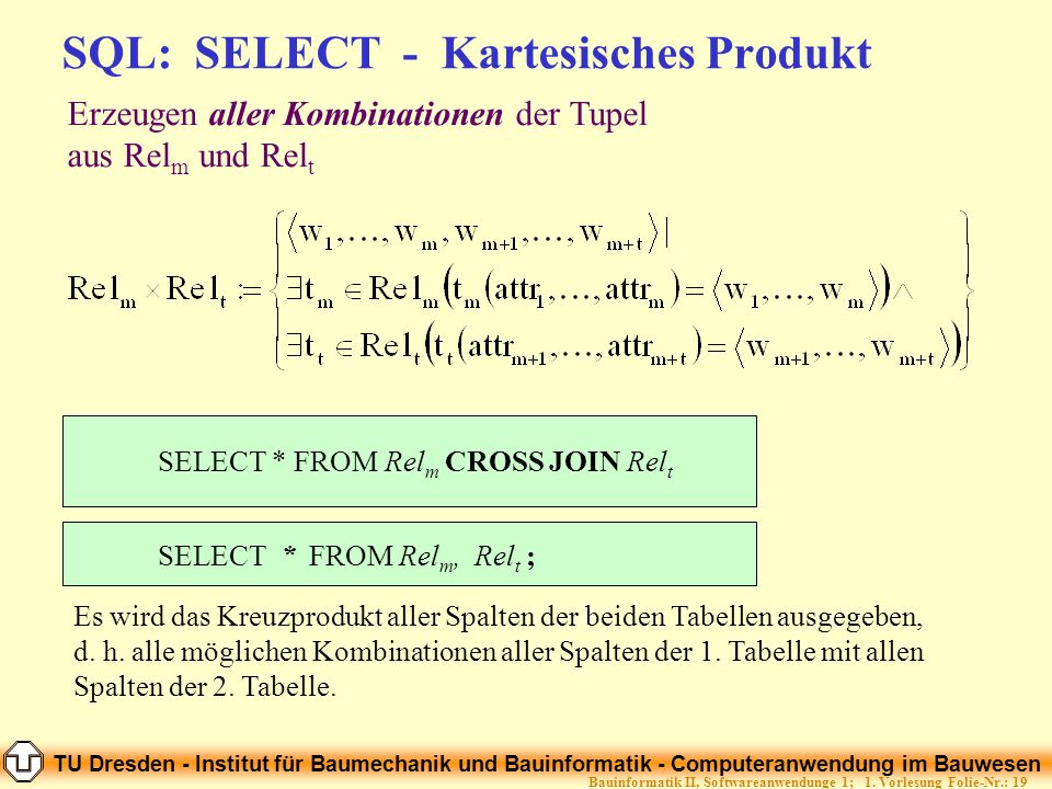 SQL: SELECT - Kartesisches Produkt
