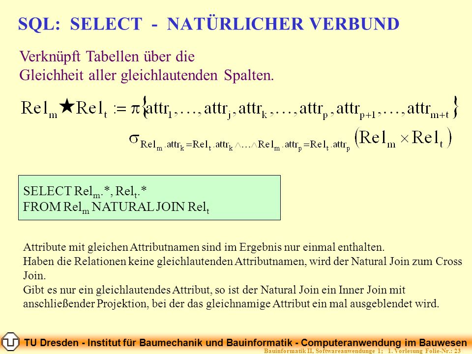 SQL: SELECT - NATÜRLICHER VERBUND