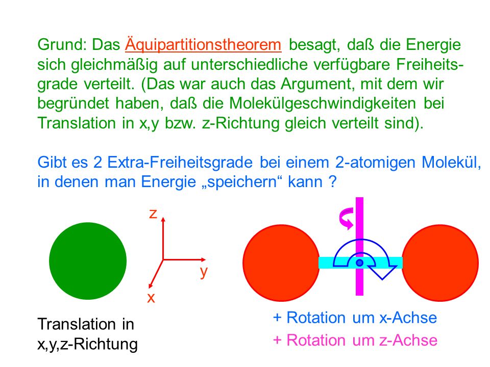 Grund: Das Äquipartitionstheorem besagt, daß die Energie