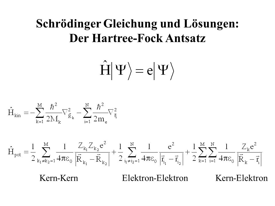 Schrödinger Gleichung und Lösungen: Der Hartree-Fock Antsatz