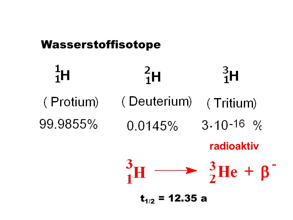 Wasserstoffisotope radioaktiv 3 t1/2 = a