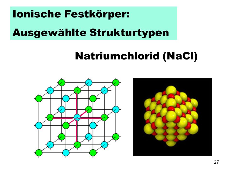 Ionische Festkörper: Ausgewählte Strukturtypen Natriumchlorid (NaCl)