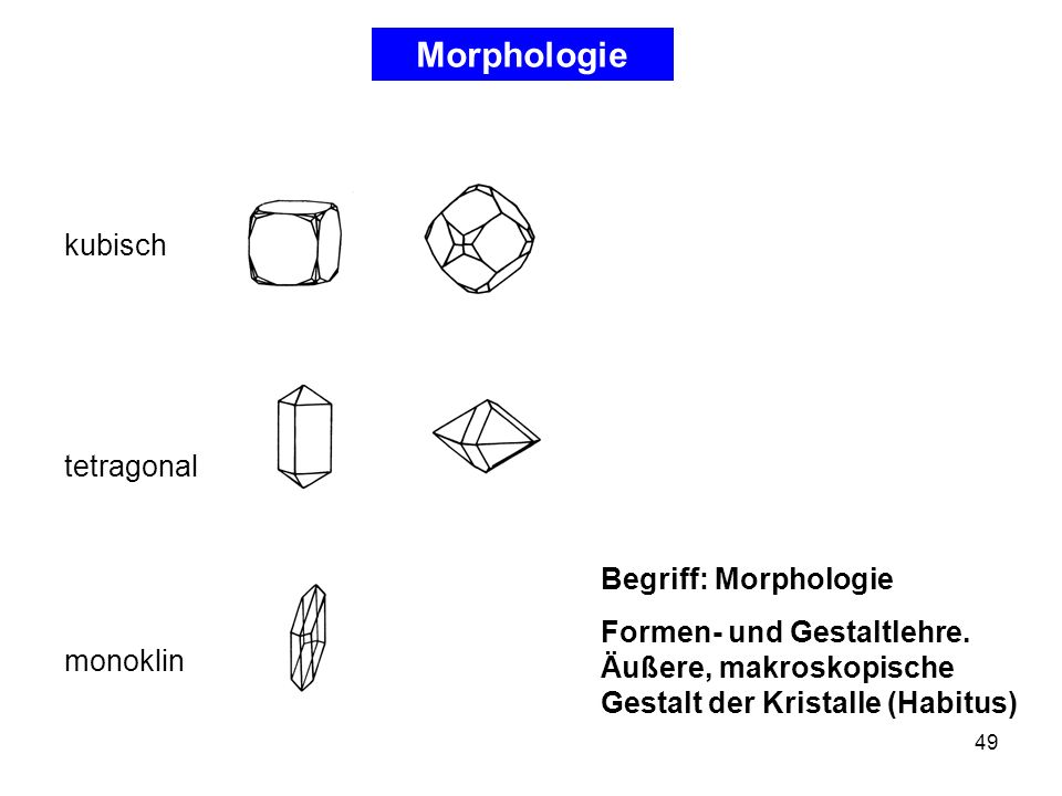 Morphologie kubisch tetragonal Begriff: Morphologie