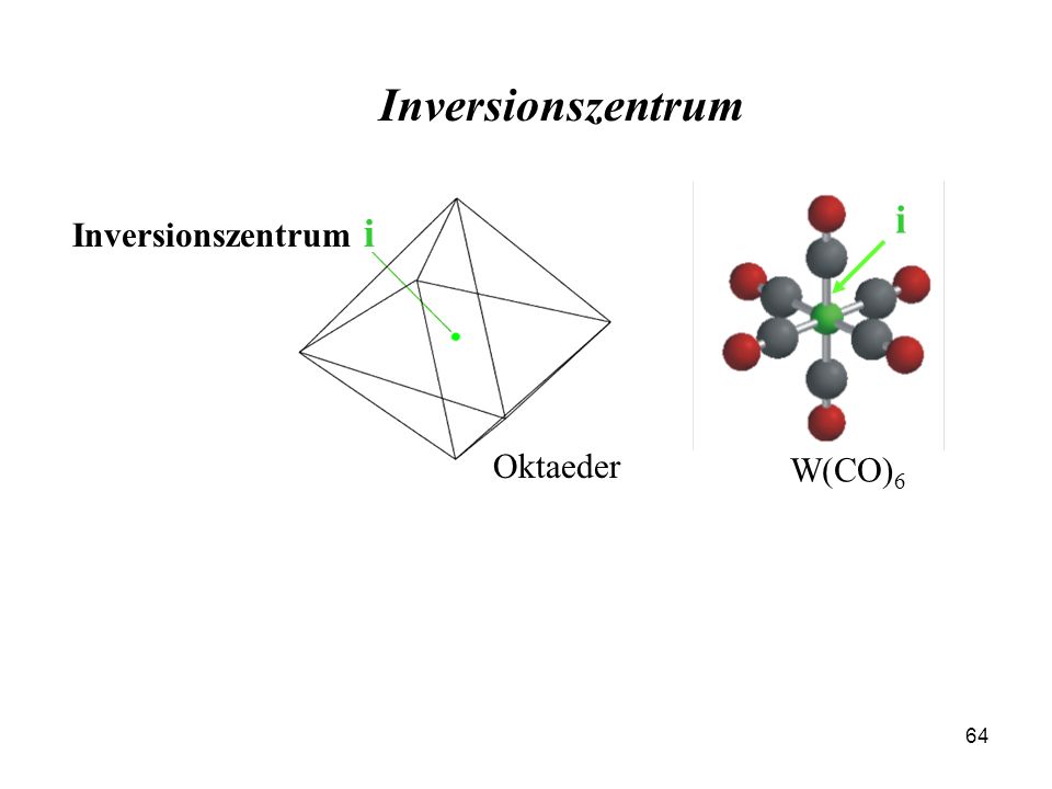 Inversionszentrum i W(CO)6 Inversionszentrum i Oktaeder