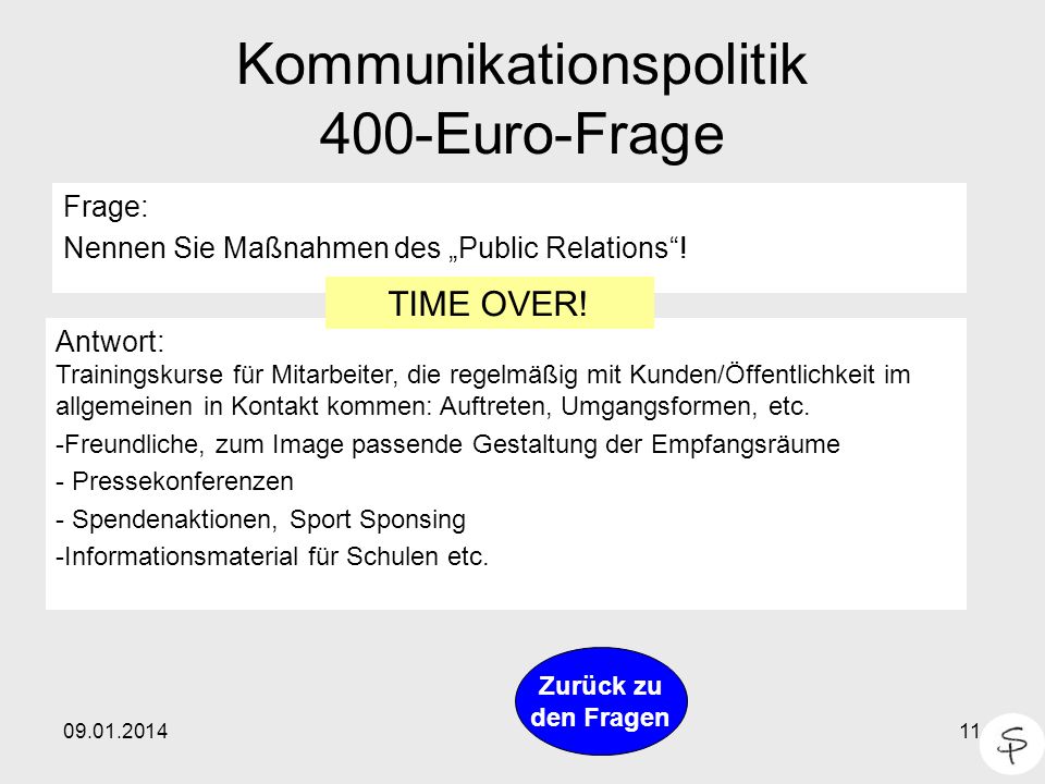 Kommunikationspolitik 400-Euro-Frage
