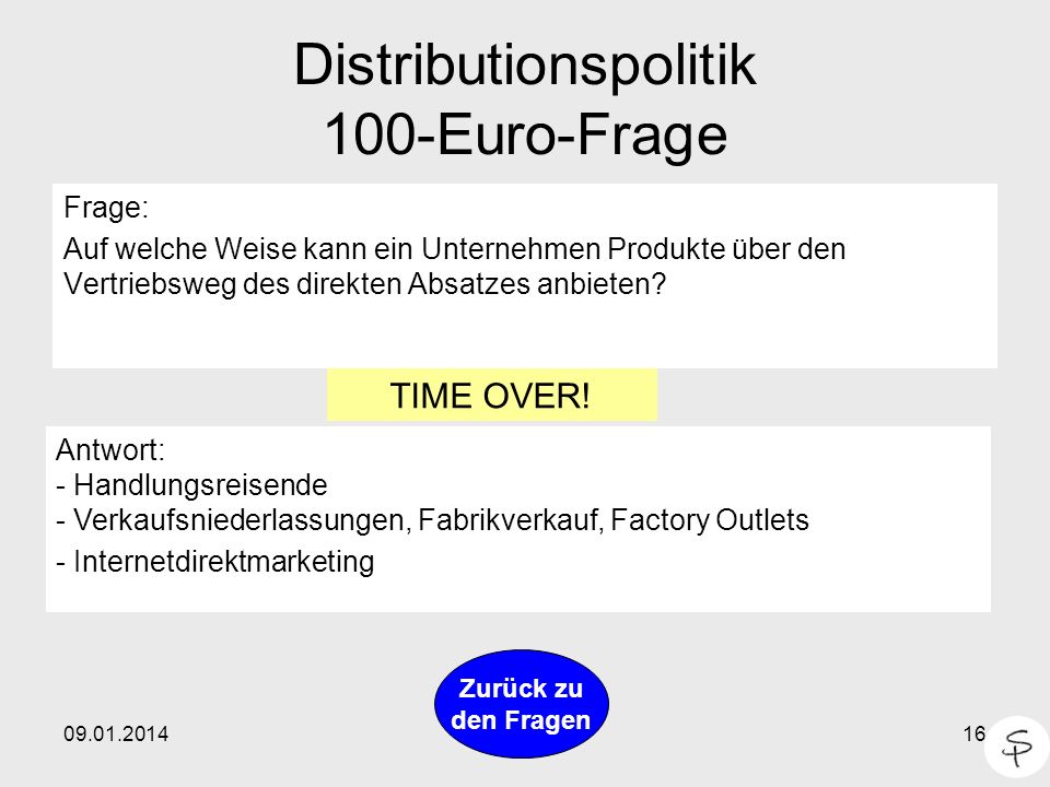 Distributionspolitik 100-Euro-Frage
