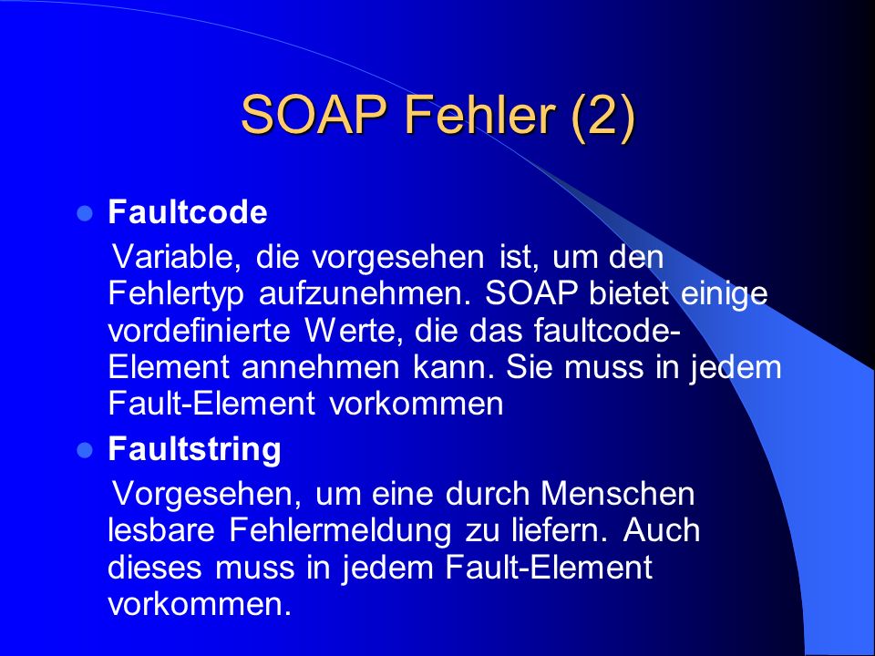 SOAP Fehler (2) Faultcode