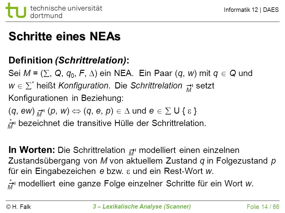 Schritte eines NEAs Definition (Schrittrelation):