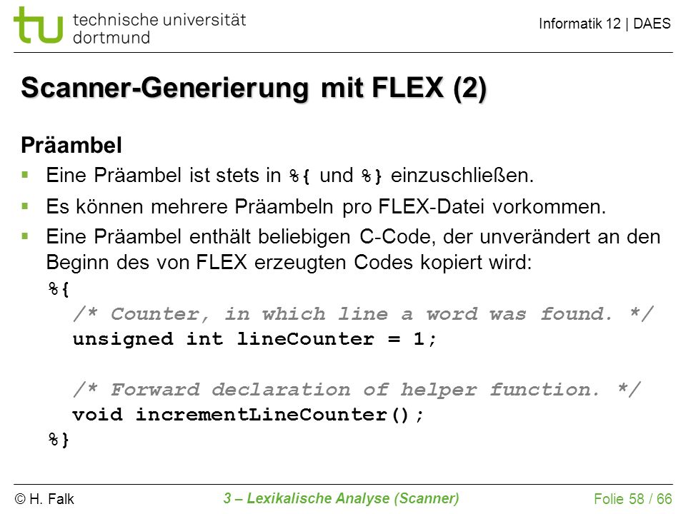 Scanner-Generierung mit FLEX (2)