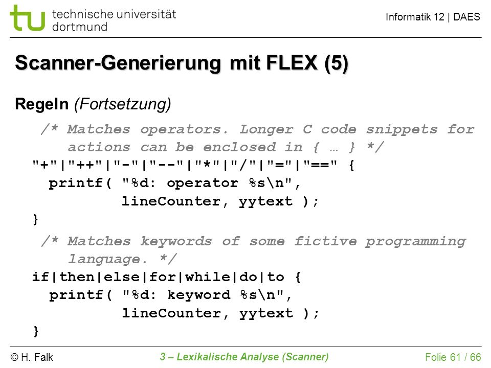 Scanner-Generierung mit FLEX (5)