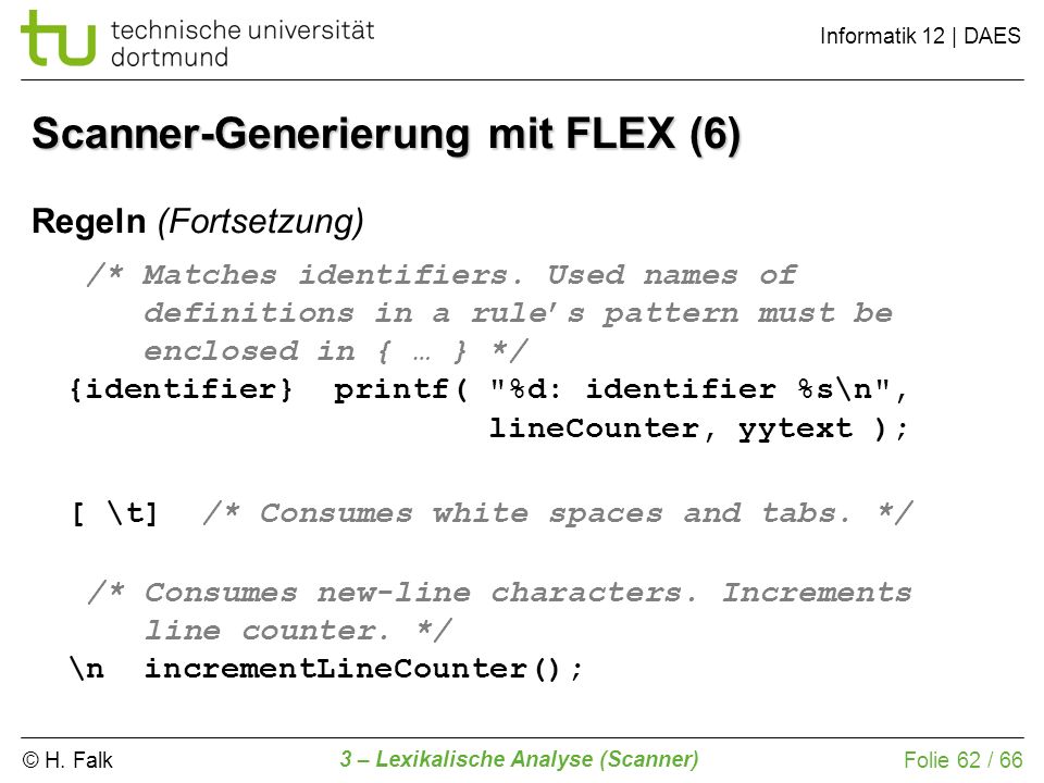 Scanner-Generierung mit FLEX (6)