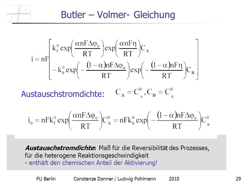 Butler – Volmer- Gleichung