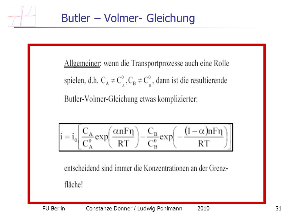 Butler – Volmer- Gleichung