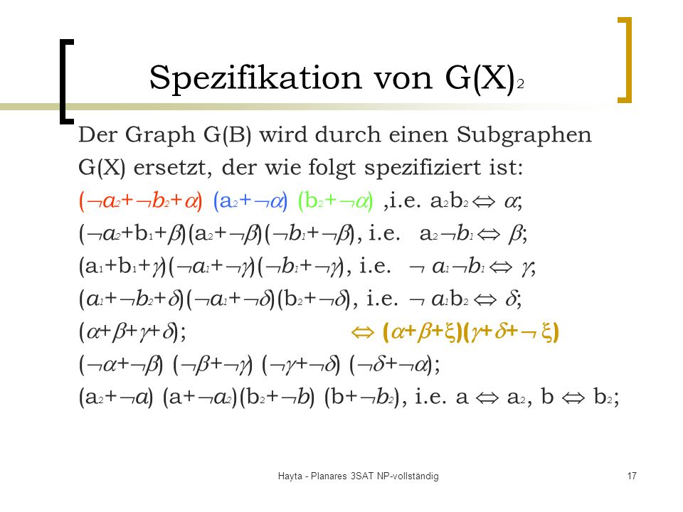 Spezifikation von G(X)2
