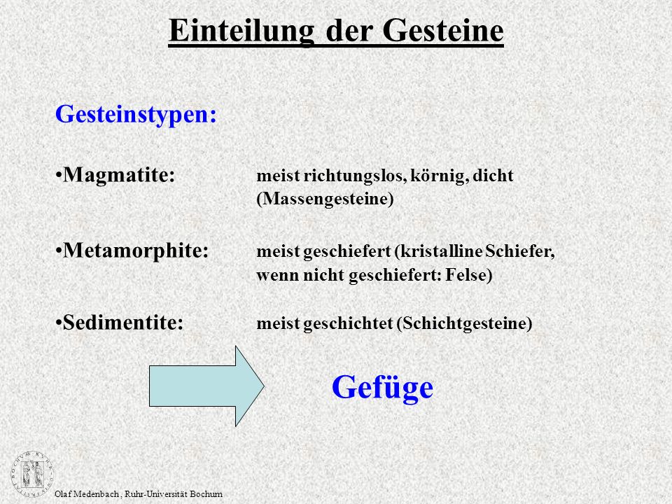 Einteilung der Gesteine