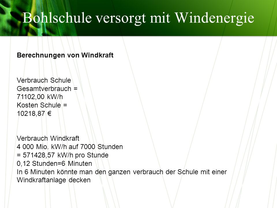 Bohlschule versorgt mit Windenergie