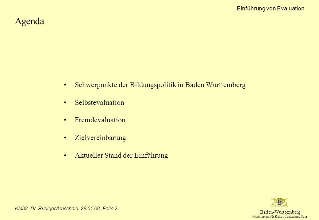 Agenda Schwerpunkte der Bildungspolitik in Baden Württemberg