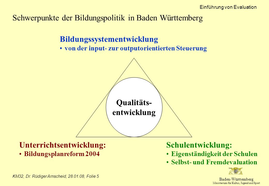 Schwerpunkte der Bildungspolitik in Baden Württemberg