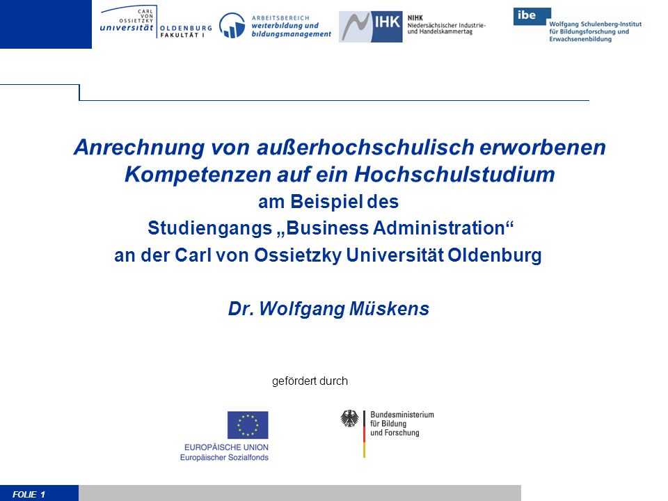 Anrechnung von außerhochschulisch erworbenen Kompetenzen auf ein Hochschulstudium