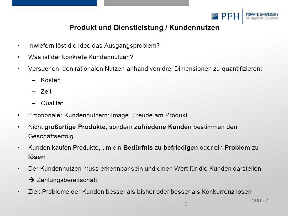 Produkt und Dienstleistung / Kundennutzen