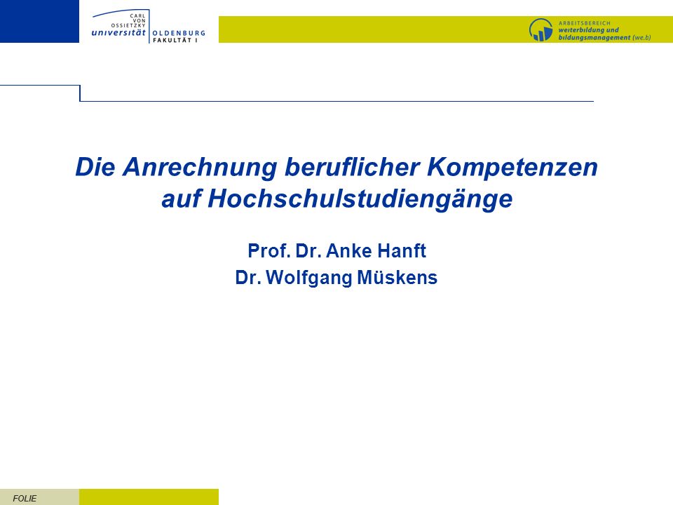 Die Anrechnung beruflicher Kompetenzen auf Hochschulstudiengänge