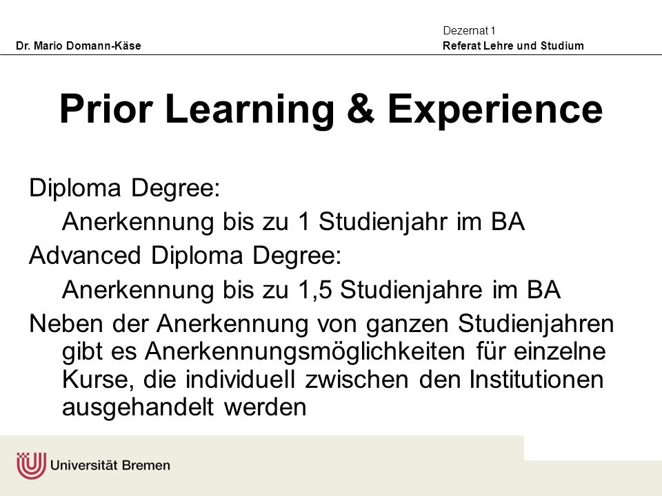 Prior Learning & Experience