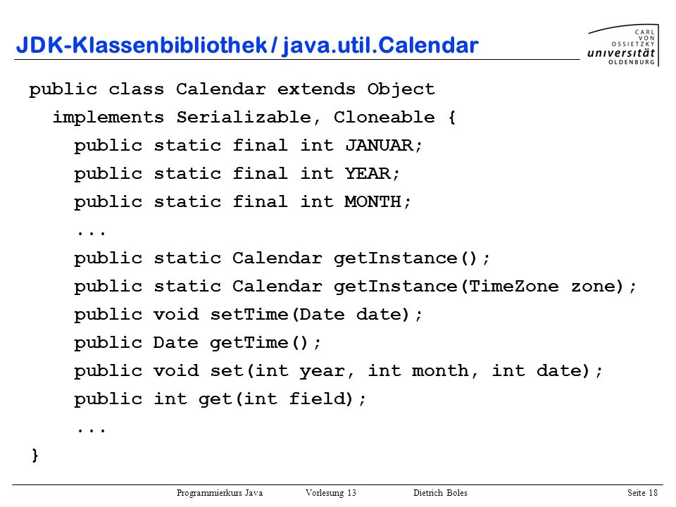 JDK-Klassenbibliothek / java.util.Calendar