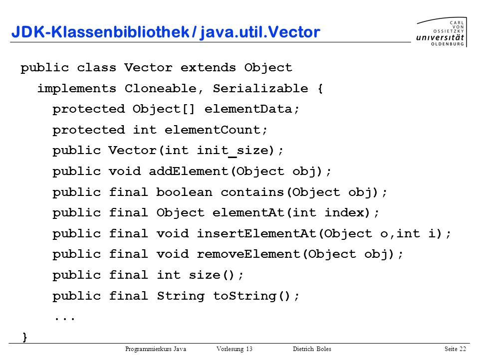 JDK-Klassenbibliothek / java.util.Vector