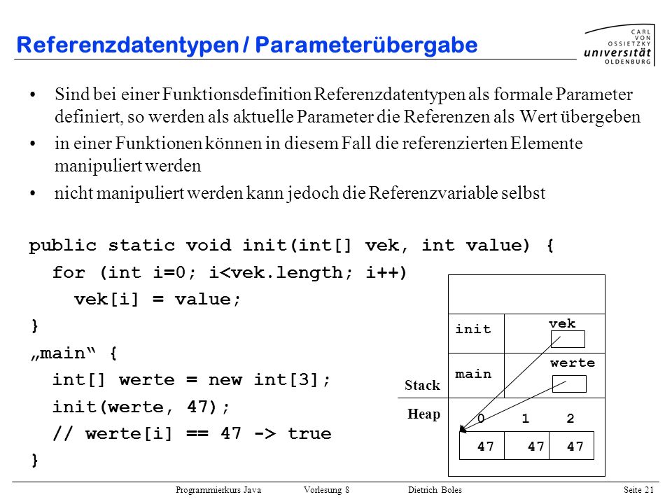 Referenzdatentypen / Parameterübergabe