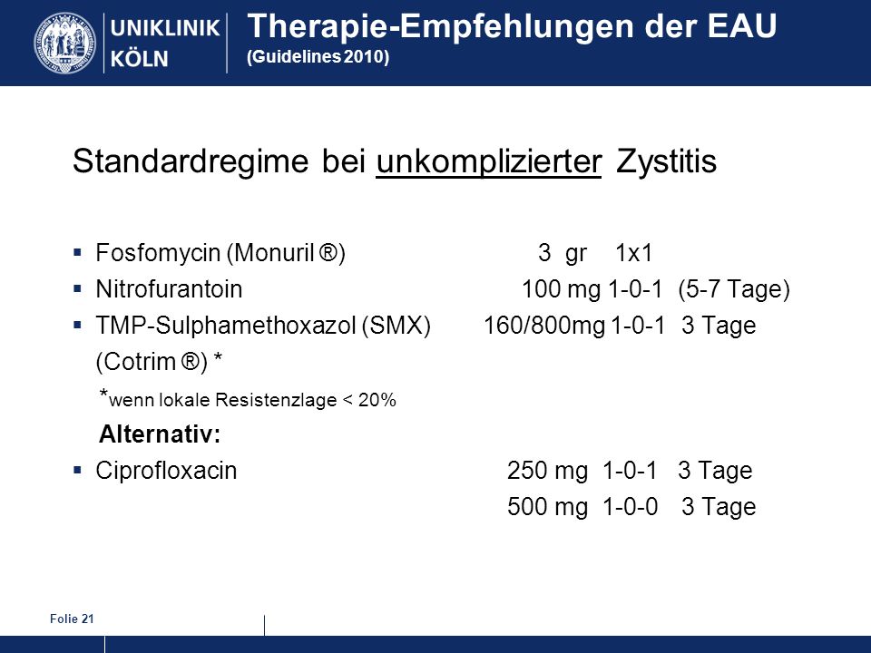 Therapie-Empfehlungen der EAU (Guidelines 2010)