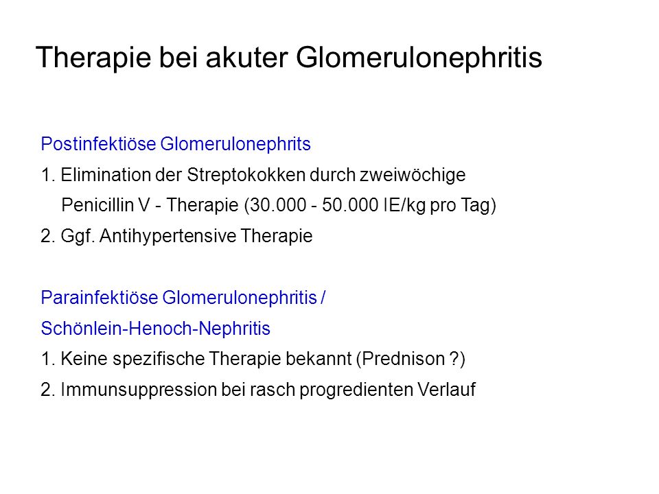 Therapie bei akuter Glomerulonephritis