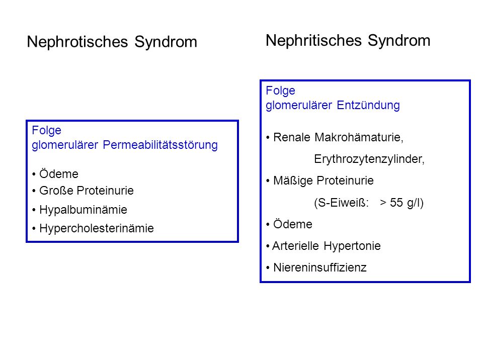 Nephrotisches Syndrom Nephritisches Syndrom